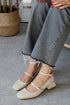 Beige Patent Leather Closed Back Short Heel